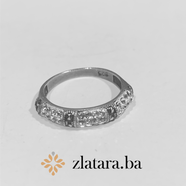 Crno bijeli cirkon prsten - Srebro 925